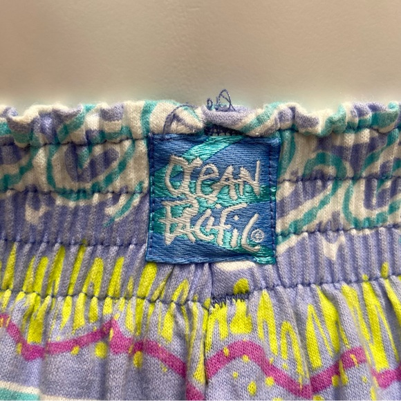 VINTAGE 80s RARE OP OCEAN PACIFIC PRINTED HIGH RISE PULL ON COTTON SHORTS - Picture 8 of 16